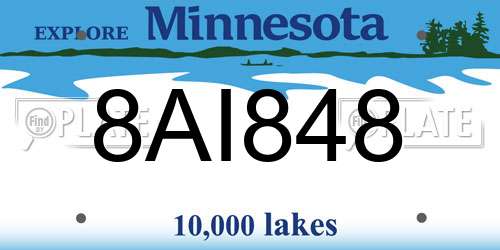8AI848 Minnesota License Plate
