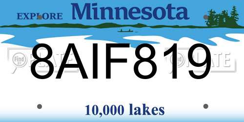 8AIF819 Minnesota License Plate