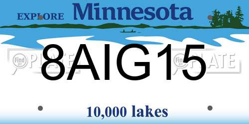 8AIG15 Minnesota License Plate