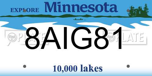 8AIG81 Minnesota License Plate