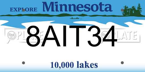 8AIT34 Minnesota License Plate