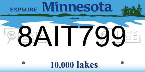 8AIT799 Minnesota License Plate