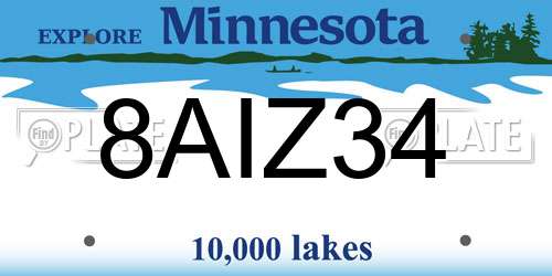 8AIZ34 Minnesota License Plate