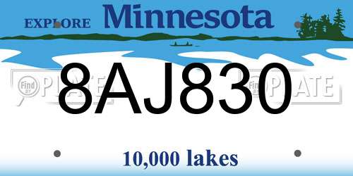 8AJ830 Minnesota License Plate