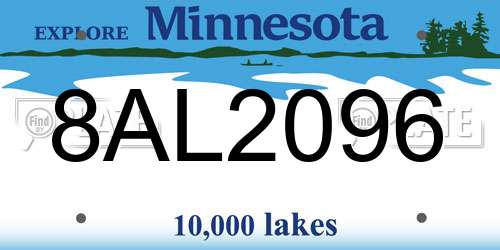 8AL2096 Minnesota License Plate