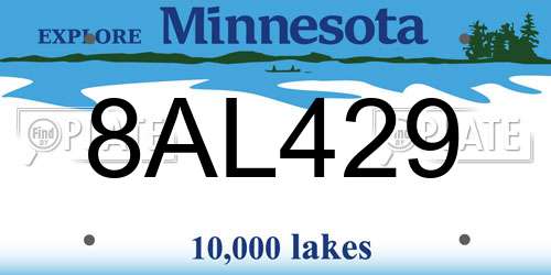 8AL429 Minnesota License Plate
