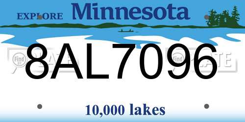 8AL7096 Minnesota License Plate