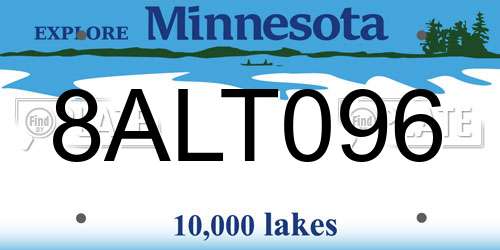 8ALT096 Minnesota License Plate