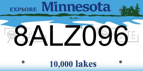 8ALZ096 Minnesota License Plate