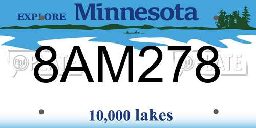 8AM278 Minnesota License Plate