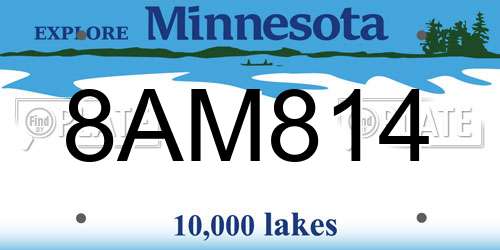 8AM814 Minnesota License Plate