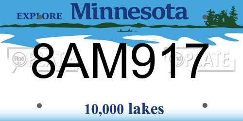 8AM917 Minnesota License Plate