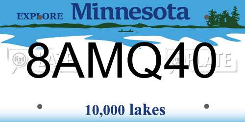 8AMQ40 Minnesota License Plate