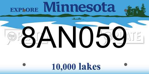 8AN059 Minnesota License Plate
