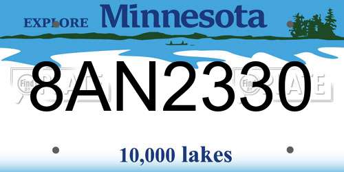 8AN2330 Minnesota License Plate