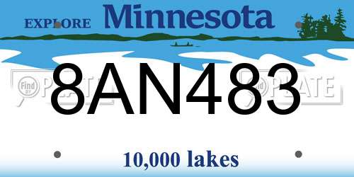 8AN483 Minnesota License Plate