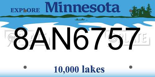 8AN6757 Minnesota License Plate