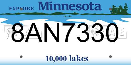 8AN7330 Minnesota License Plate
