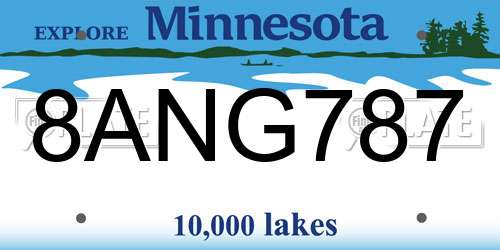 8ANG787 Minnesota License Plate