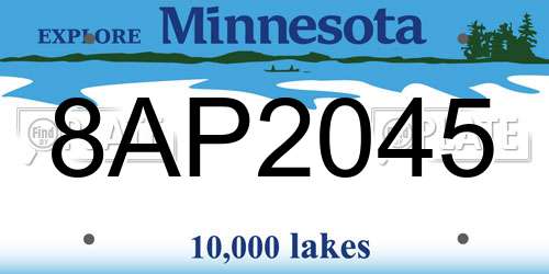 8AP2045 Minnesota License Plate