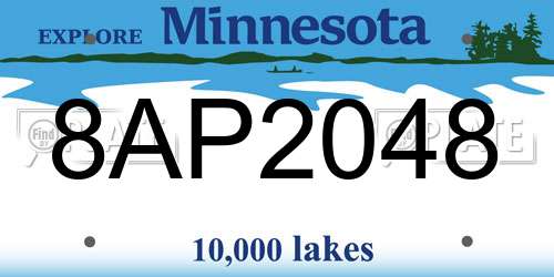 8AP2048 Minnesota License Plate