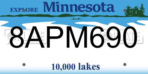8APM690 Minnesota License Plate