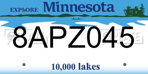 8APZ045 Minnesota License Plate