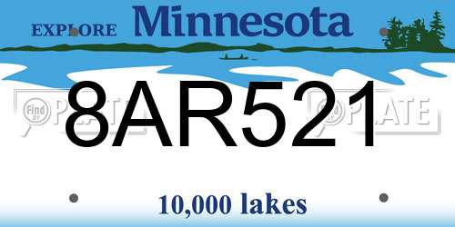 8AR521 Minnesota License Plate