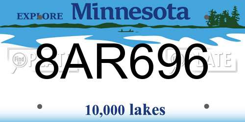 8AR696 Minnesota License Plate