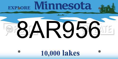 8AR956 Minnesota License Plate