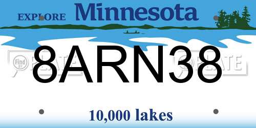 8ARN38 Minnesota License Plate
