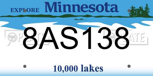 8AS138 Minnesota License Plate