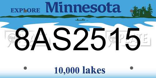 8AS2515 Minnesota License Plate