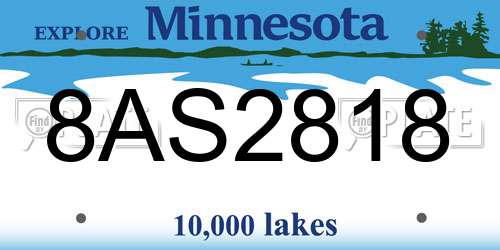 8AS2818 Minnesota License Plate