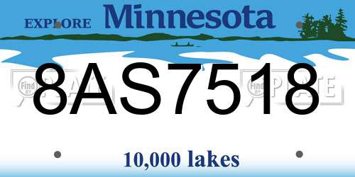 8AS7518 Minnesota License Plate