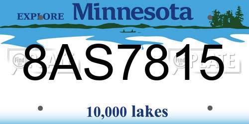 8AS7815 Minnesota License Plate