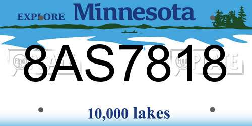 8AS7818 Minnesota License Plate