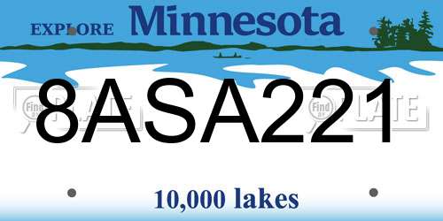 8ASA221 Minnesota License Plate