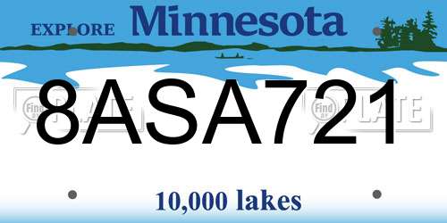 8ASA721 Minnesota License Plate