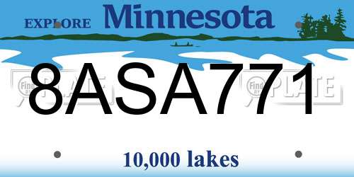 8ASA771 Minnesota License Plate