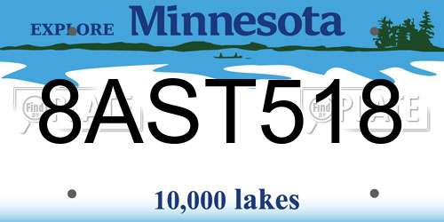 8AST518 Minnesota License Plate