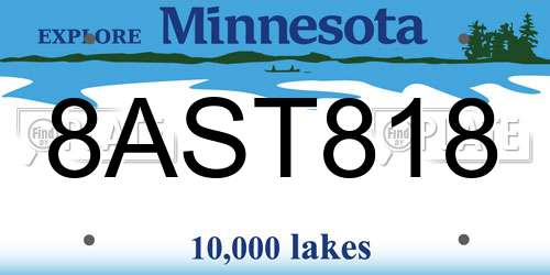 8AST818 Minnesota License Plate