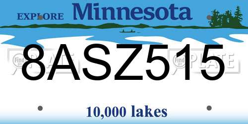 8ASZ515 Minnesota License Plate