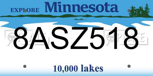 8ASZ518 Minnesota License Plate
