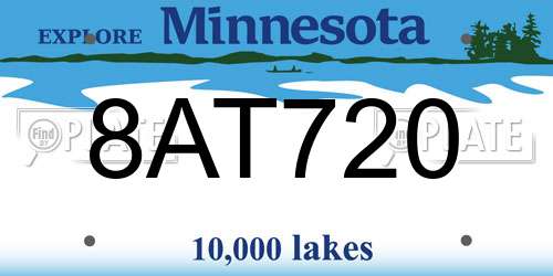 8AT720 Minnesota License Plate