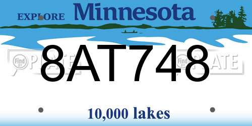 8AT748 Minnesota License Plate