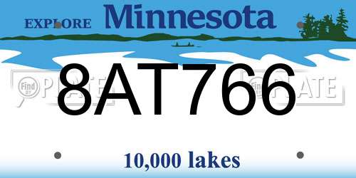 8AT766 Minnesota License Plate