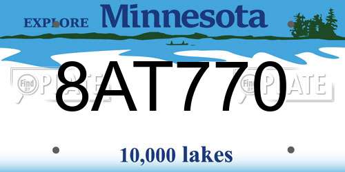 8AT770 Minnesota License Plate
