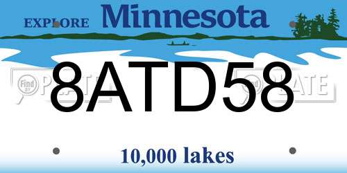 8ATD58 Minnesota License Plate