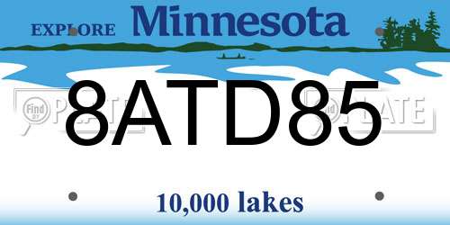 8ATD85 Minnesota License Plate